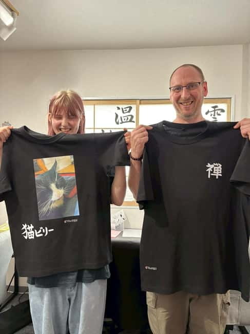 Calligraphy & print your calligraphy on a T-shirt. - What You Actually Make: Ink, a Postcard, and a T-Shirt Keepsake