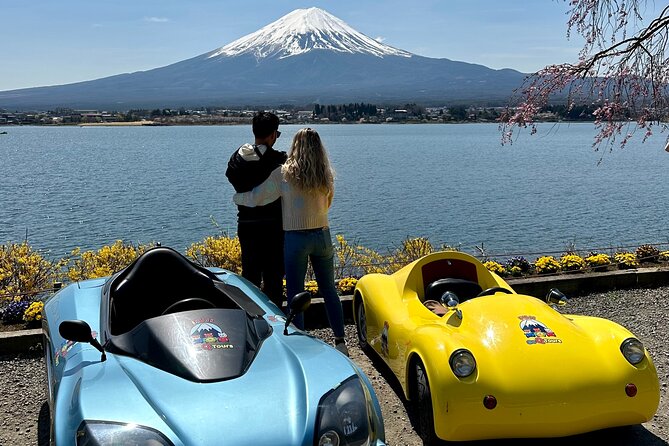 Cute & Fun E-Car tour following guide around Lake Kawaguchiko - Stop 3: Yagizaki Park and the Floating Temple That Appears in Dry Season