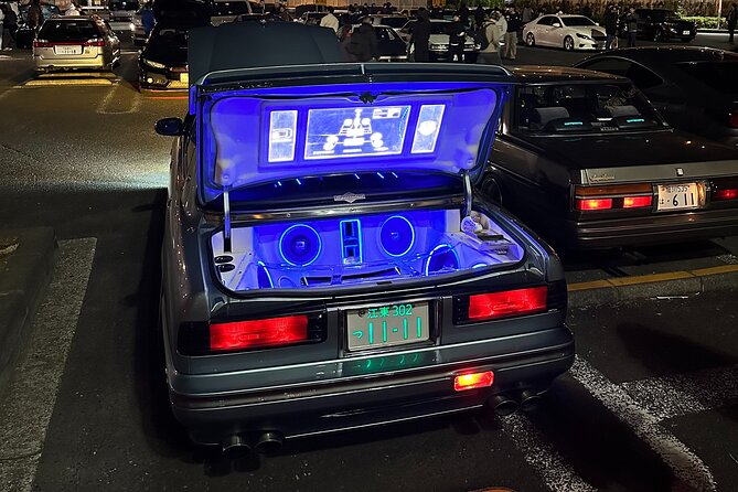Daikoku Parking Tokyo Drift & APIT Car Meet JDM Culture Tour - Rainbow Bridge at night, skyline payoff on the way back