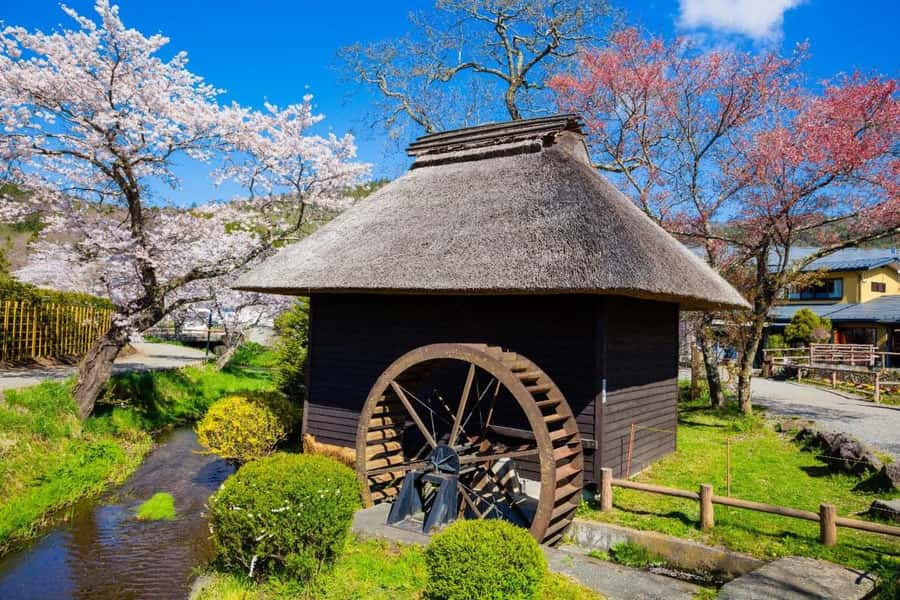 Full-Day Tour to the Picturesque Spots of Mount Fuji - Saiko Iyashi-no-Sato Nenba, thatched roofs and Fuji framed perfectly
