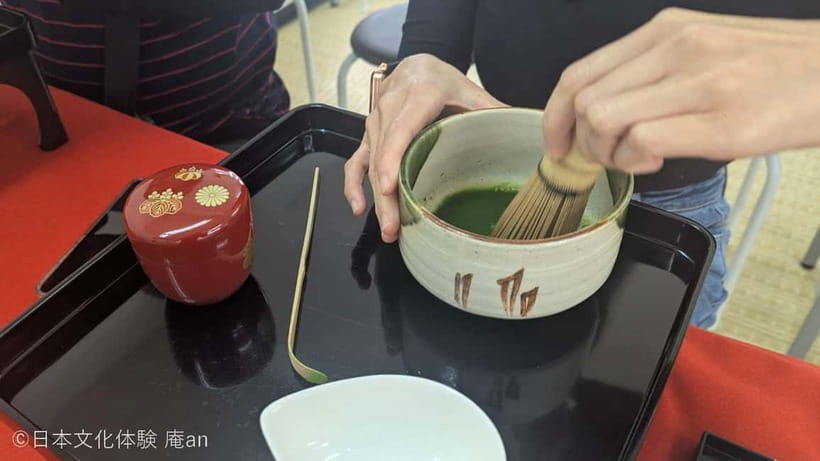 Japanese Traditional Sweets making and Tea Ceremony - Tea ceremony time: grinding, explanation, and your own matcha