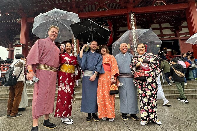 Kimono and Tea Ceremony in Asakusa Private Food Tour With Guide - Getting dressed with the obi and wooden sandals
