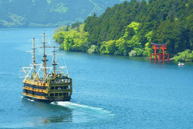 Mt Fuji Hakone/Enoshima Tour:Optional Ropeway/Lake Ashi Boat - Hakone Shrine Torii on Lake Ashi, and Why the Photo Stop Matters