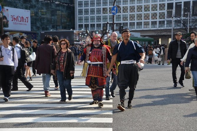 Samurai photo shooting at Street in Shibuya - How the session flows: studio first, then walking shots