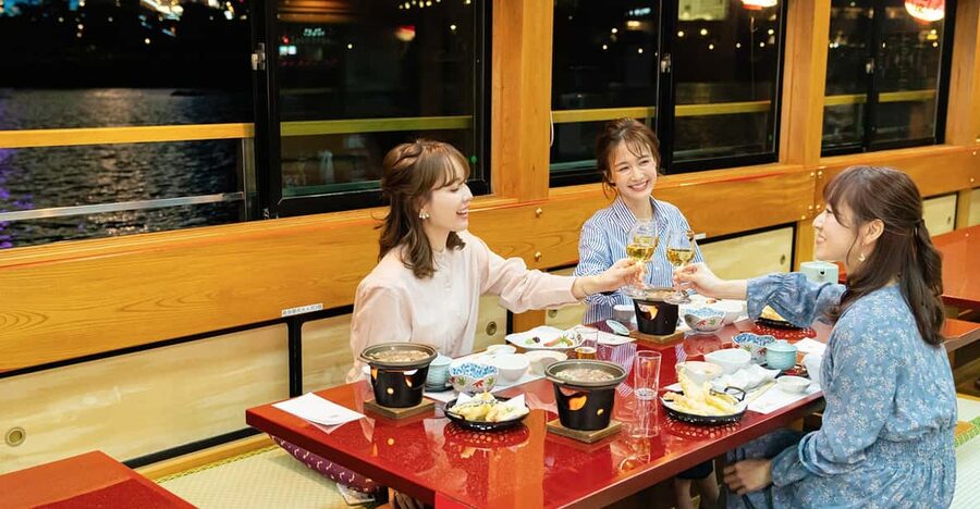 Sumida River: Japanese Traditional Yakatabune Dinner Cruise - The Full Course Japanese Dinner, About 14 Dishes on a Boat