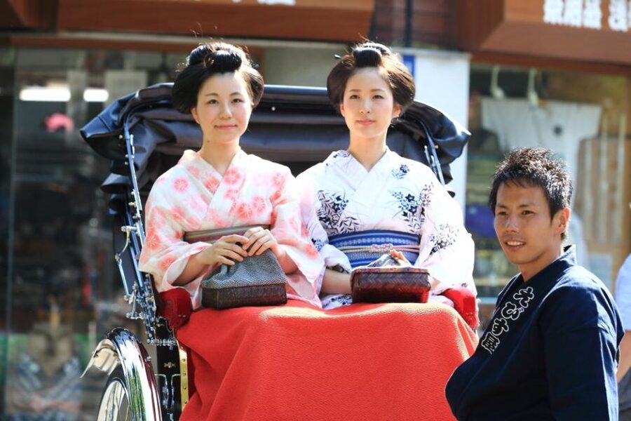 Tokyo: Asakusa Sightseeing Tour by Rickshaw - Asakusa Shrine area, old temples, and Bentendo Hall from street level