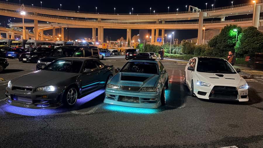 Tokyo: Fast & Furious Authentic Drift and JDM Experience - Wangan and C1 at night, plus Rainbow Bridge lighting