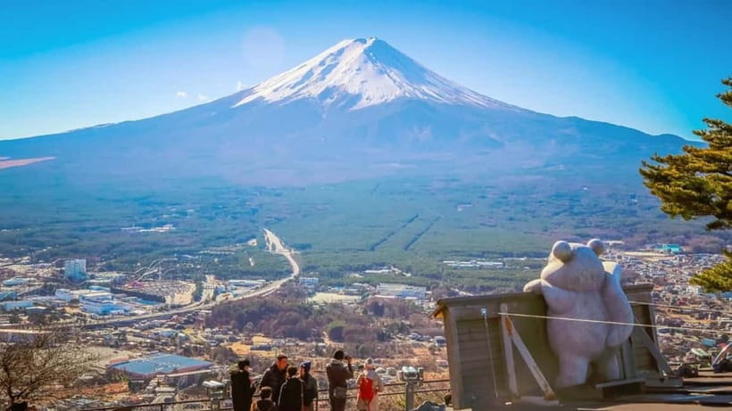 Tokyo:Fuji-Kawagu Cable Car (Ticket Inc.) Shinkurayama&Panos - Niikurayama Asama Park: Postcard Fuji With Traditional Architecture