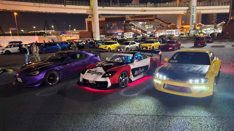 Tokyo: Visit Every Car Meet in Tokyo in a Widebody R35 GTR! - Daikoku PA: legendary scene time until police shut it down