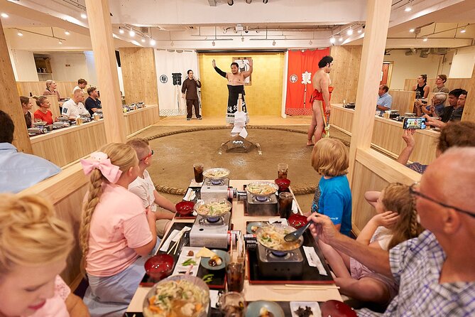 TokyoSumoShow, ChickenHotPot, and Mochi-Pounding by Pro Wrestlers - Chicken chanko hot pot: included, warm, and usually satisfying